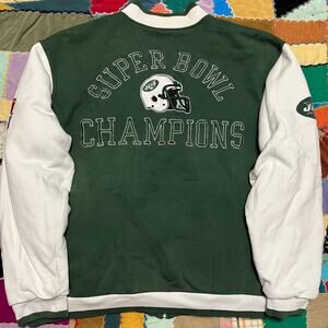 New York Jets REEBOK Super Bowl Champs Green Varsity Jacket XL